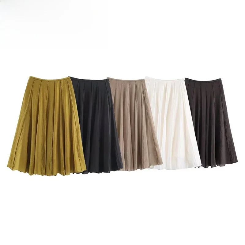 Fashionable Patchwork Pants for Women Elegant Versatile Polyester Fiber Standard Waist Design Summer Season A-Line Skirt