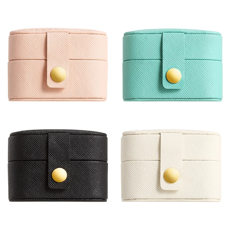 

Portable Small Jewelry Organizer Display Travel Mini Gift Case Boxes Leather Earring Ring Holder Packaging Box