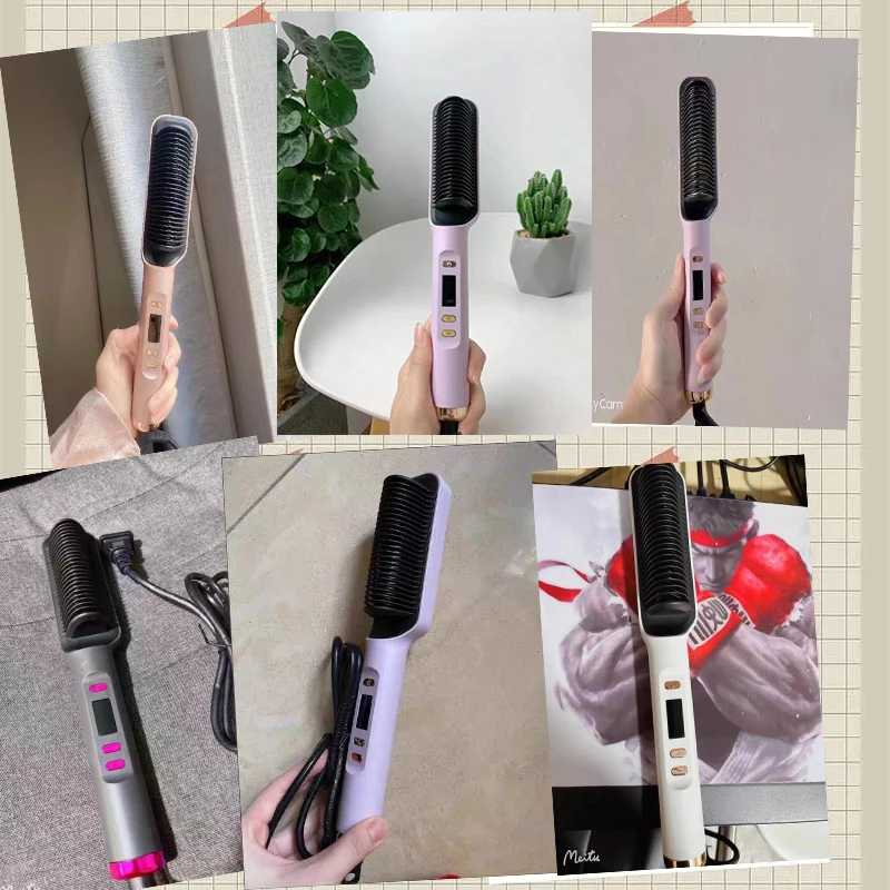 Hete Verkoop Stijltang Kam Haar Styling Krultang Ijzer Elektrische Stijlborstel Snelle Verwarming Anti-Scald Styler Curling