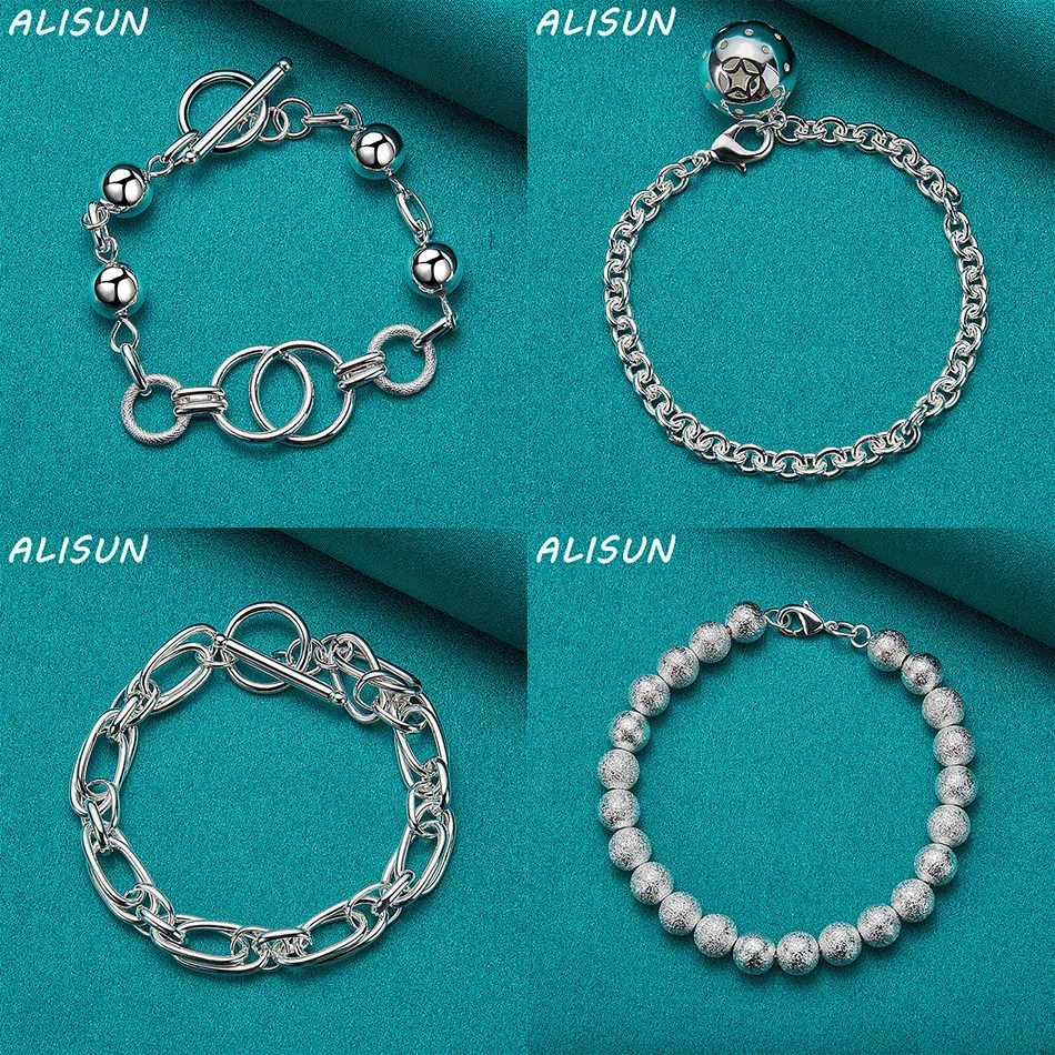 

ALISUN 925 Sterling Silver Bracelets For Women Men Anniversary Gift Popular Wild Fashion Romantic Jewelry