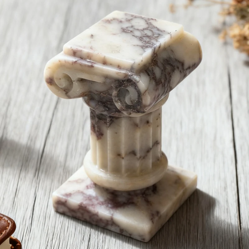Luxury Natural Calacatta Viola Marble Roman Column Design Ornament Home Desktop Study Multi functional Candlestick Decoration