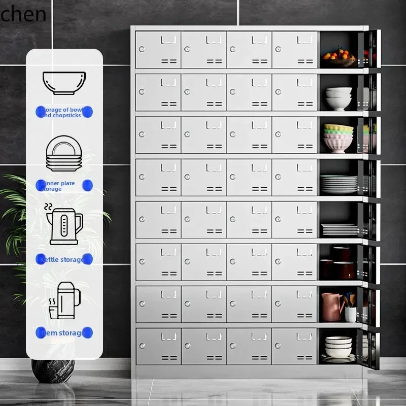 DSAStainless Steel Bowl Cabinet Restaurant Multi-Door Tableware Staff Canteen Plate Cabinet