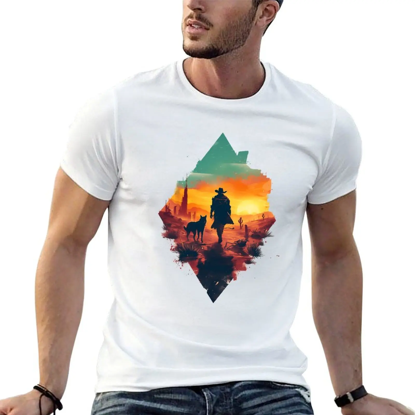 Lone Wanderer Ventures the Wasteland - Diamond Frame - Post Apocalyptic T-Shirt Outdoor Work Short Sleeve Top