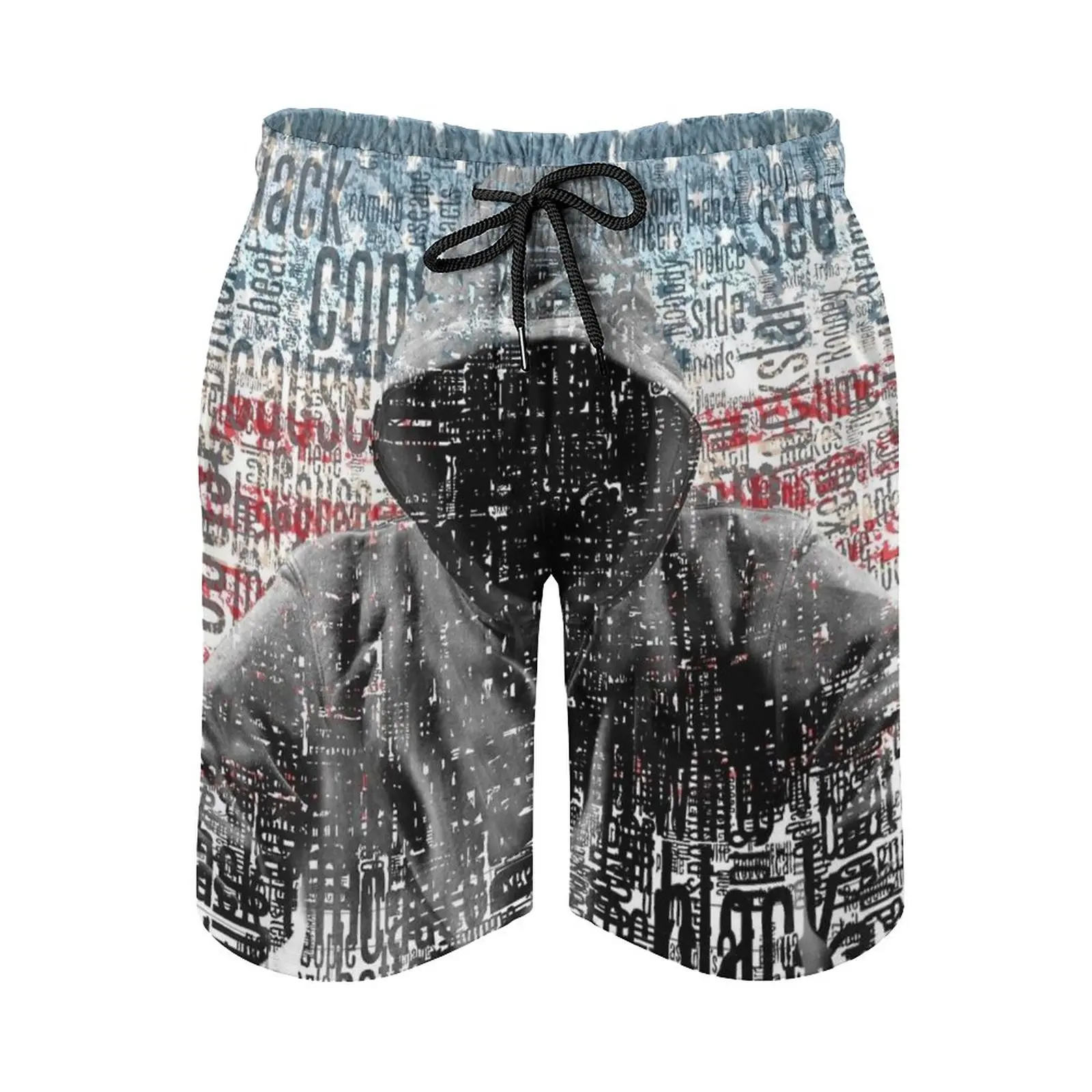 Untouchable T-Shirt Revival Album Word Cloud With Grunge Surfing Beach Shorts Men's Boardshorts Patchwork Surf Swim Short Pants