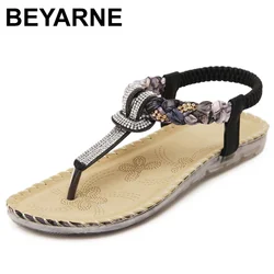 BEYARNE Large size national wind sandale femme Bohemia Crystal scarpe estive femminili scarpe basse sandali da donna