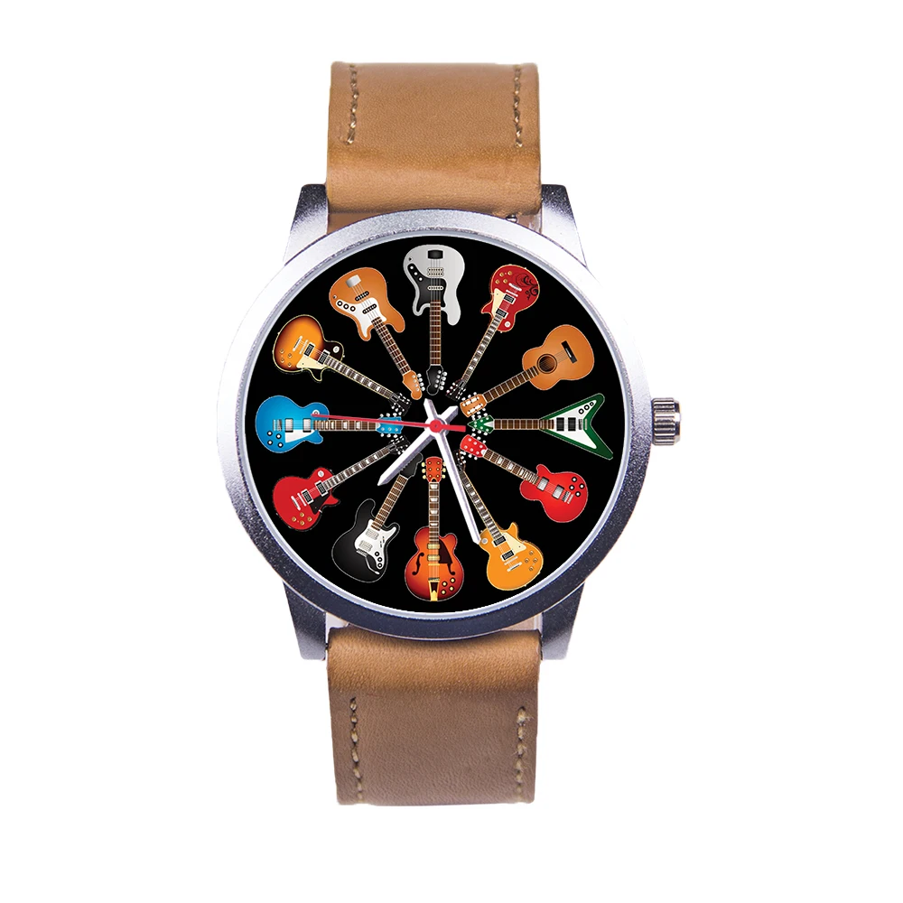 

Guitar Bass Design Gift Black Rose Gold Silver Men's Quartz Wrist Watch Curren Watches Clock Wristwatch Men Original