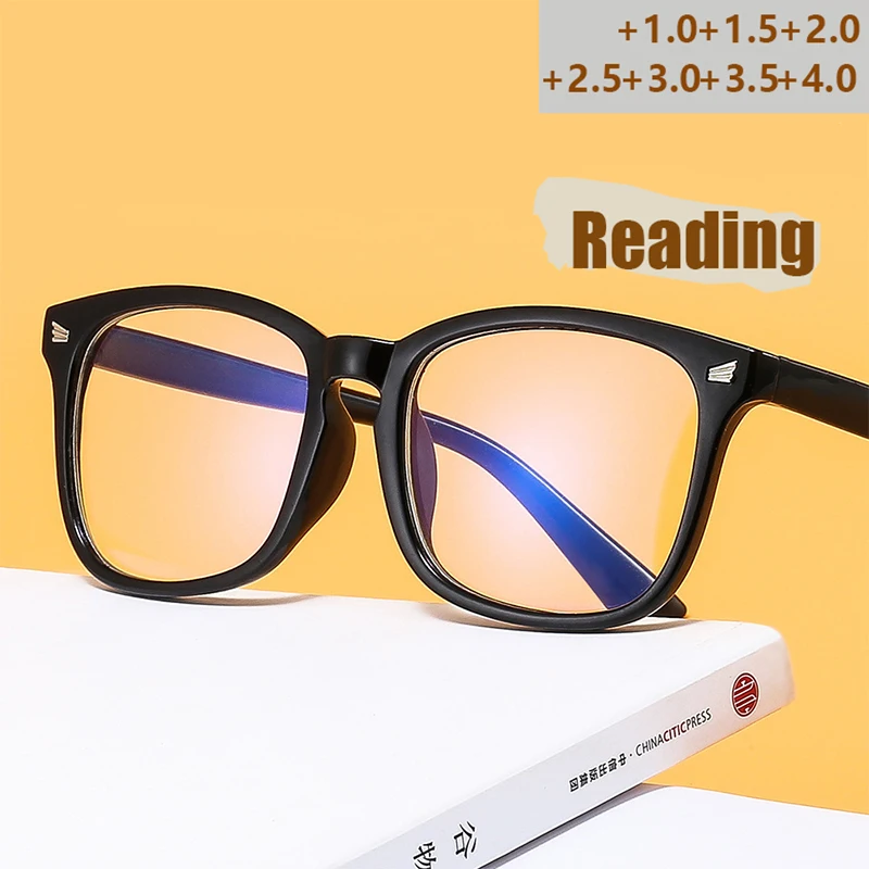 Gafas de lectura básicas de moda Retro para mujer, montura negra, nuevo marco cuadrado, uñas de arroz, gafas de lectura HD BL012