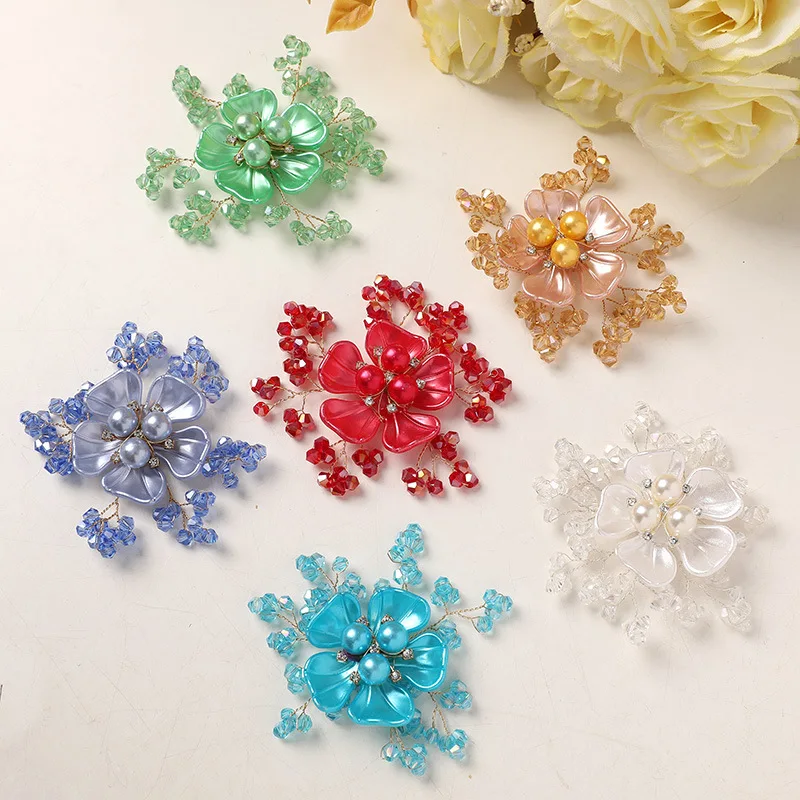 Crystal Pearl Flower Shoe Charms DIY 1 Piece Copper Wire Decorative Clips for Clogs Sandals Summer Travel Lightweight  Classic
