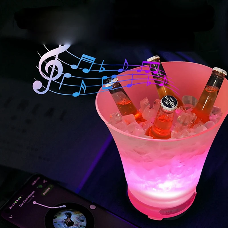 AB09-5L RGB LED Ice Bucket With Bluetooth Speaker Waterproof Silicone Light Up Champagne Beer For Bars Nightclubs Night Party