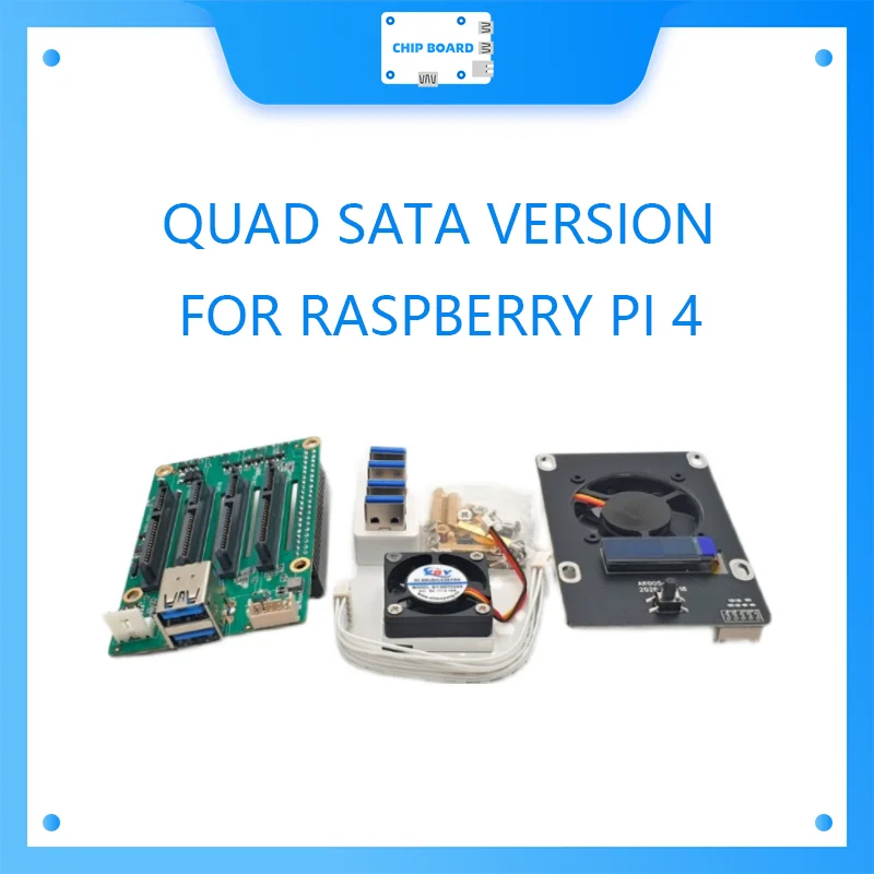 RASPBERRY PI 4 또는 RASPBERRY PI 3/3B+용 듀얼/쿼드 SATA 모자