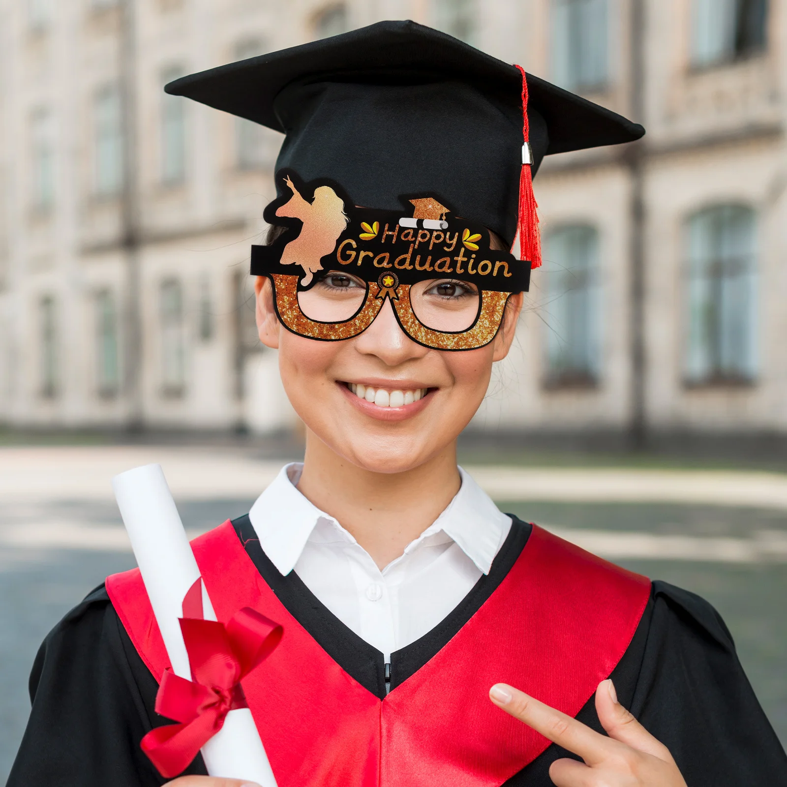 مجموعة زينة نظارات التخرج مكونة من 10 قطع، دعائم كابينة تصوير ممتعة، مستلزمات الحفلات لحفلات مواسم التخرج #6