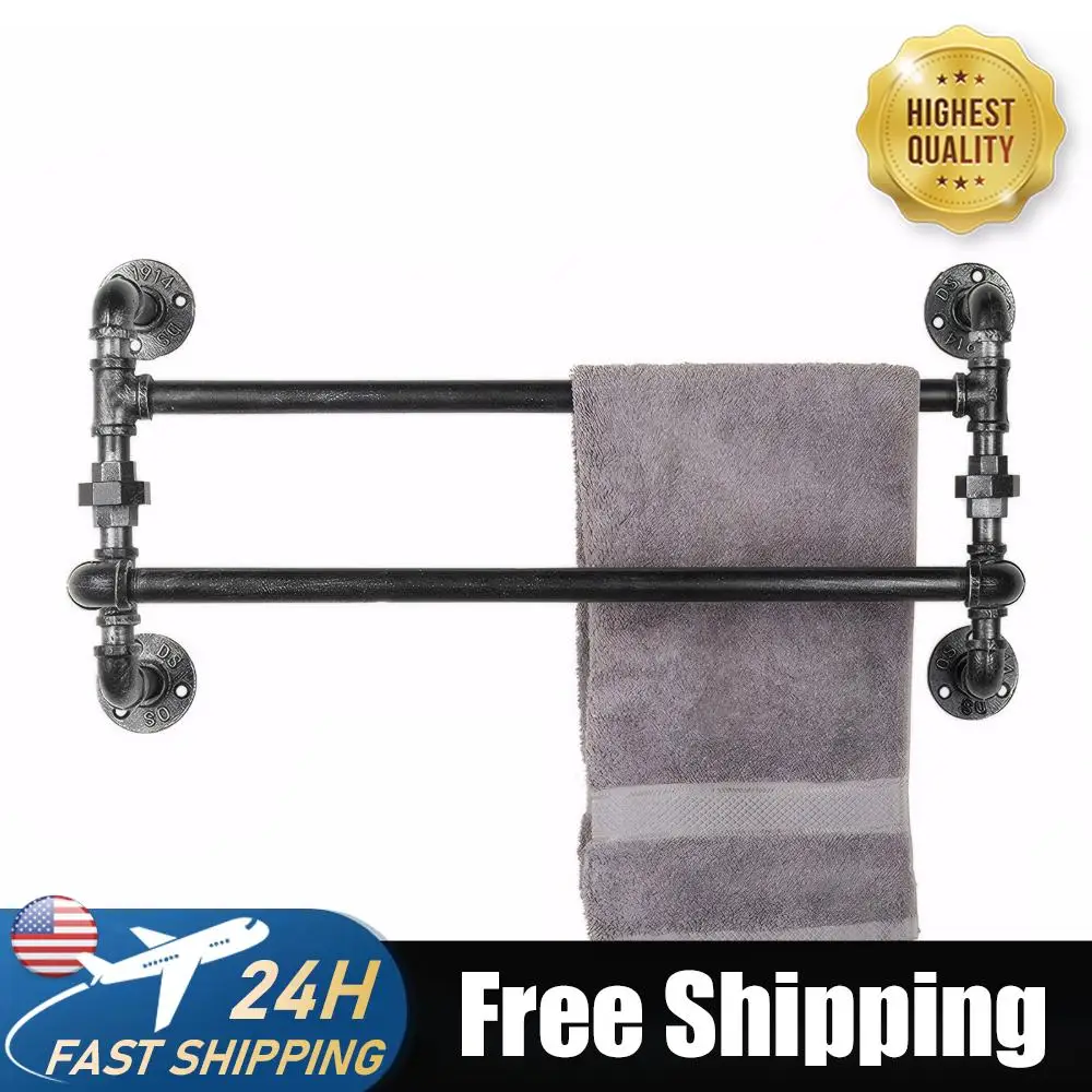 

Винтажная промышленная настенная полка-держатель для полотенец из кованого железа для ванной комнаты, для хранения банных полотенец и мочалок
