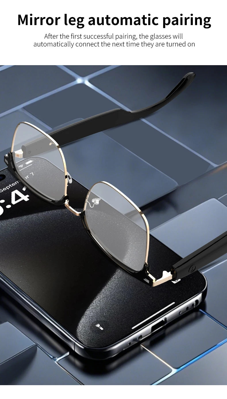KOIPSSE Smart-Brille, schwarze Technologie, hochwertige Outdoor-Sportarten für Erwachsene, Strand, Fahren, integrierte Lautsprecher, Musik spielen, Dual-Touch-HIF – Detail 3