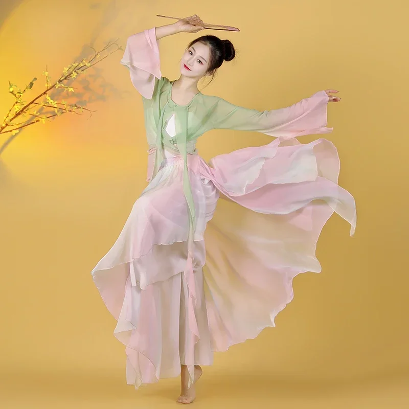 Classical dance clothing women's gauze clothing Chinese dance practice clothing ancient ethnic performance