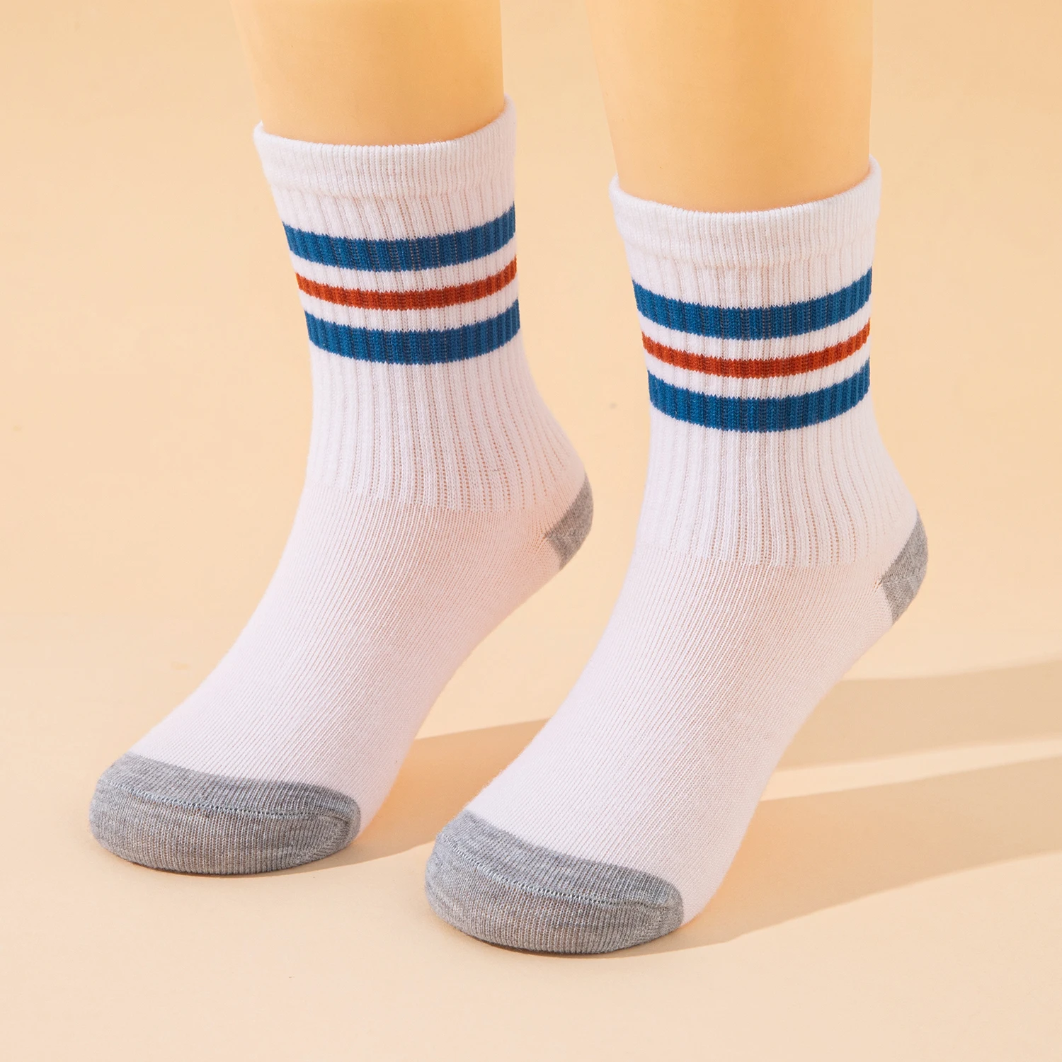 10 Pares de Calcetines Deportivos para Niños, Diseño Clásico a Rayas y con Bloques de Color, Ideales para Estudiantes para Regresar a la Escuela