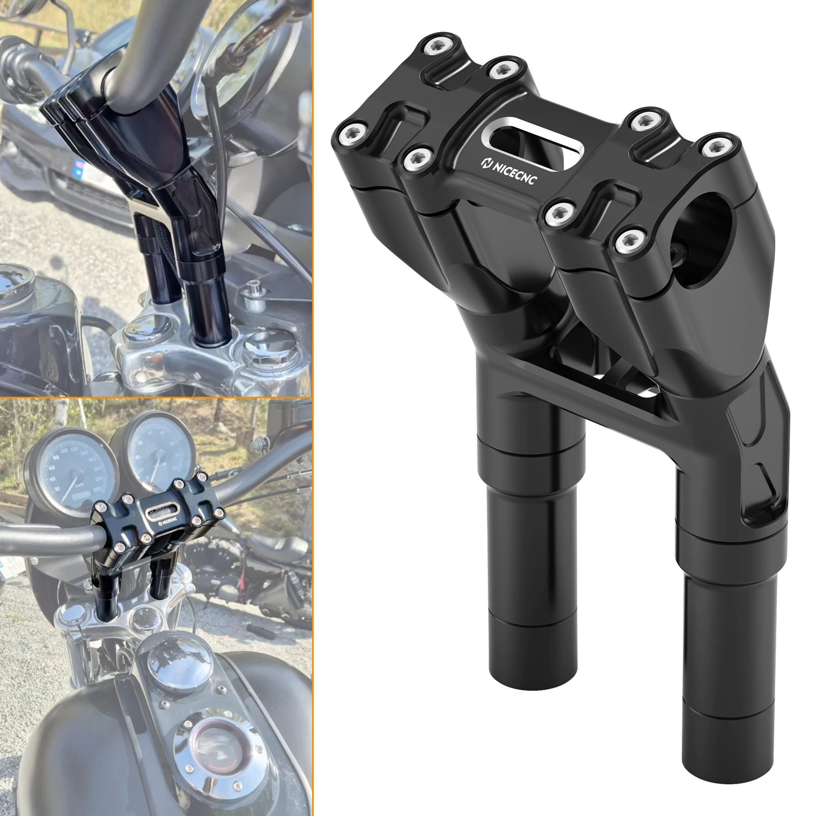 Élévateurs de guidon 8.25 "Rise 1", pour Harley 48 XL1200X Iron 883 1200 XL883N XL1200NS Sportster 883 1200 Super Low XL1200T XL883L