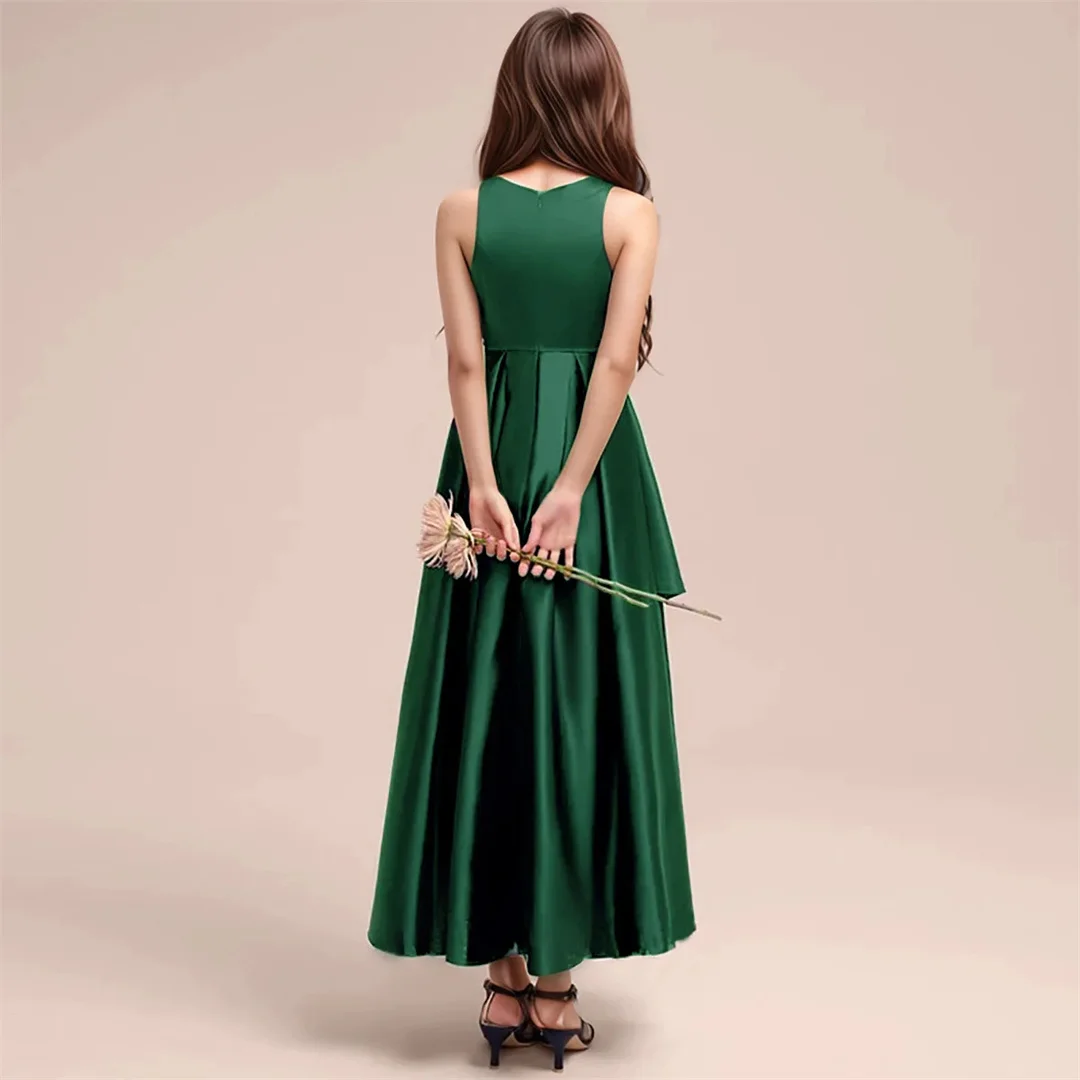 فستان فتاة الزهور برقبة على شكل حرف V من التول فستان زفاف للفتيات المراهقات لوصيفة العروس وحفلات الزفاف للفتيات الصغيرات فستان سهرة أنيق للأطفال #4