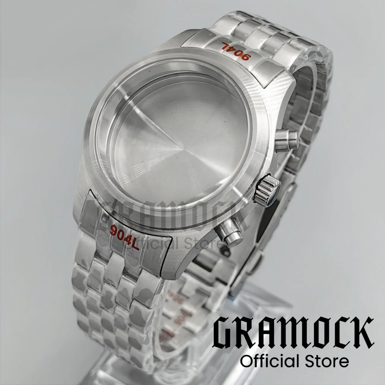 

38mm Domed Sapphire Glass Case Dive Brushed Pilot Watch Case Screw Crown Fit VK63 VK64 Quartz Movement Stainless Steel Bracelet