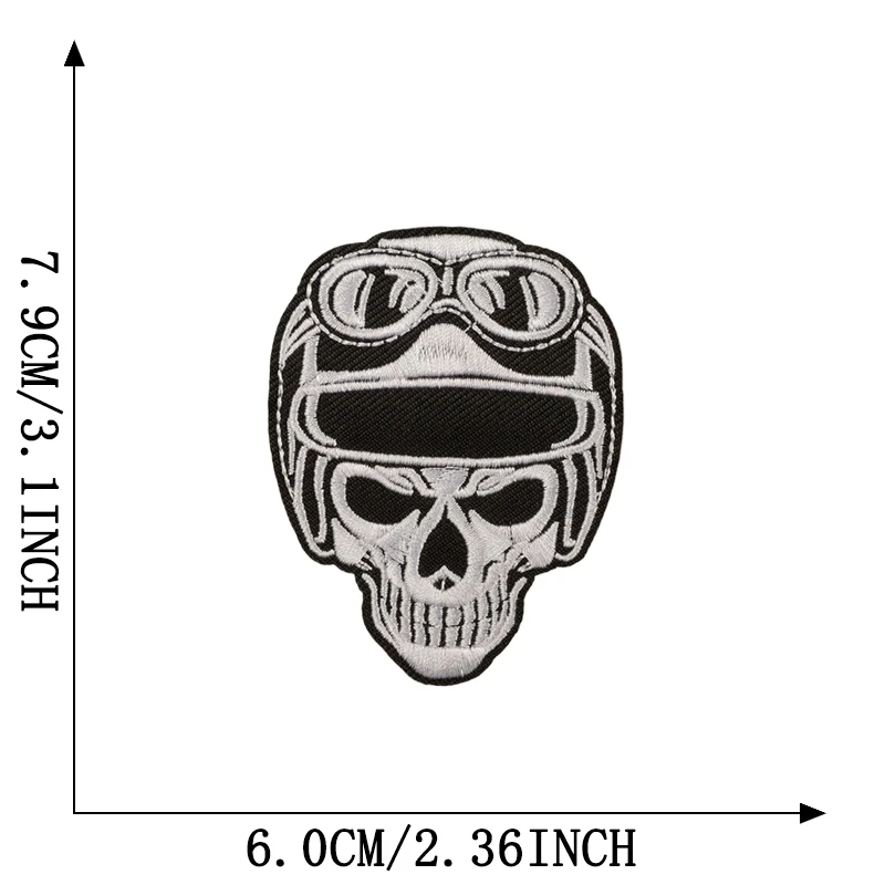 Schädel bestickte Patches für Kleidung Eisen auf Nähen Stoff Aufkleber Thermo Jacke Jeans Strijk Diy Mochila Parches – Detail 2
