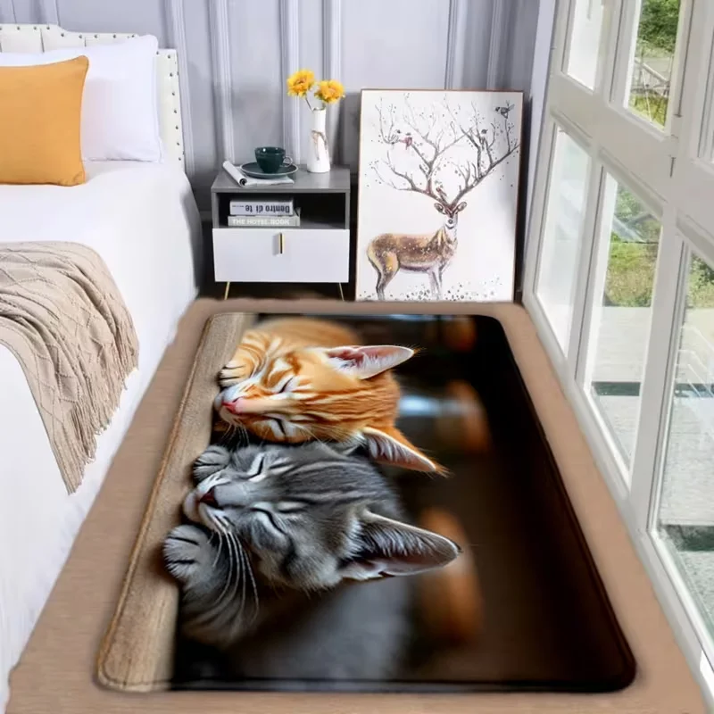 Cat Lover Design Carpet Real Kitten Print Living Room Sofa Rug Bedroom Bedside Mat Kitchen Lounge Room Decor Home Non Slip Gift