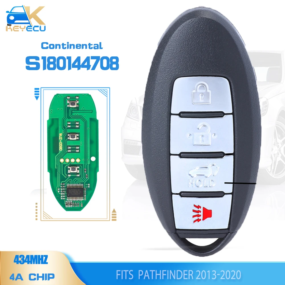 

KEYECU S180144903 Keyless Go Smart Remote Key 4 Button FSK 434MHZ NCF29A1M HITAG AES 4A Chip Fob for Nissan Pathfinder 2013-2020