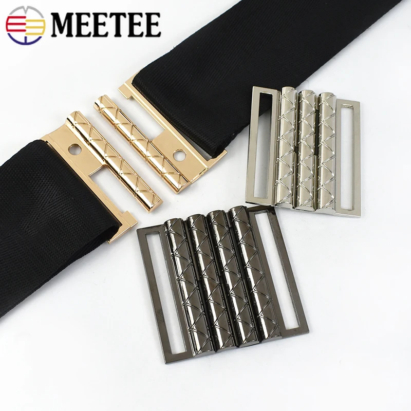 Meetee 1-5Pcs 50mm Metal Belt Buckle Women Coat Garment Waistband Buttons Decor Hasp Clasp DIY Sewing Hardware Accessories