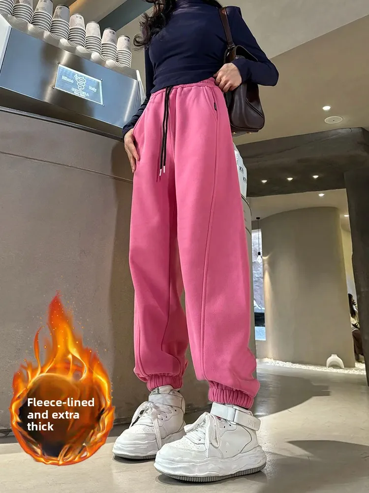 ارتفاع الخصر Fce اصطف Thiened فضفاض Sweatpants المرأة الخريف الشتاء Faion تنوعا عالية الخصر المرقعة طويلة P...