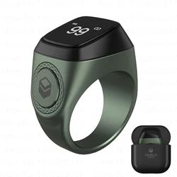 IQibla-Anillo Zikr de alabanza inteligente de aleación de Metal para musulmanes, contador Digital Tasbih, tiempo de oración Tasbeeh, recordatorio de vibración, resistente al agua