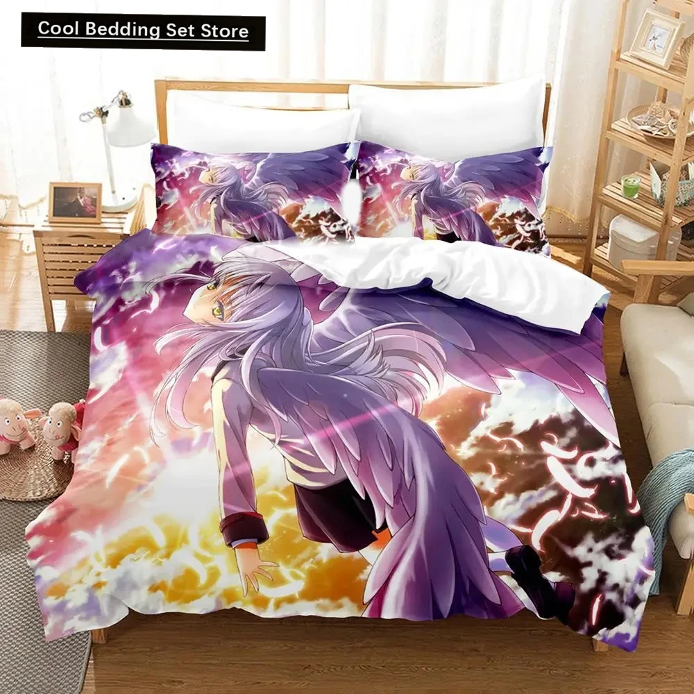 

3D Print Anime Angel Beats Bedding Set Duvet Cover Bed Set Quilt Cover Pillowcase Comforter king Queen Size Boys Adult Bedding