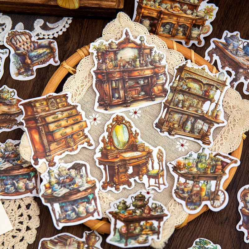 30 Pcs/pack Vintage Furniture Decorative Stickers Scrapbooking Label Sticker Diary Stationery Album Phone Cup Journal Planner