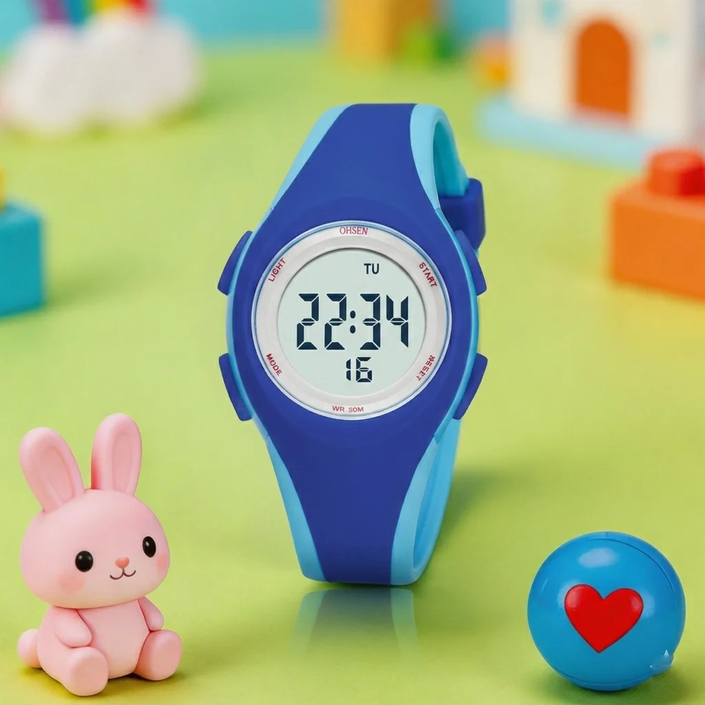 OHSEN Kids Digital Sport Watches 50M Waterproof Electronic Wristwatch Stop Watch LED Clock Children Watch For Boys Girls