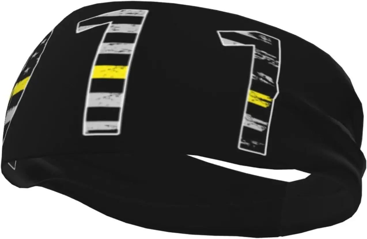 

911 Dispatcher Thin Gold Line Sports Headbands Unisex Yoga Non-Slip Quick-Drying Workout Hairband