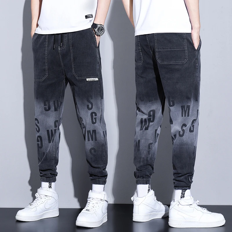 

Мужские джинсы Waed в стиле Harajuku, осенне-весенние, свободные леггинсы, корейская мода, рабочая одежда, длинные брюки для молодежи