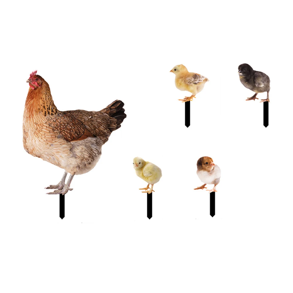 

Acrylic Chicken Garden Stakes Ornaments Realistic Hen Chick Stake Sign Double-sided Printing Art Crafts for Backyard