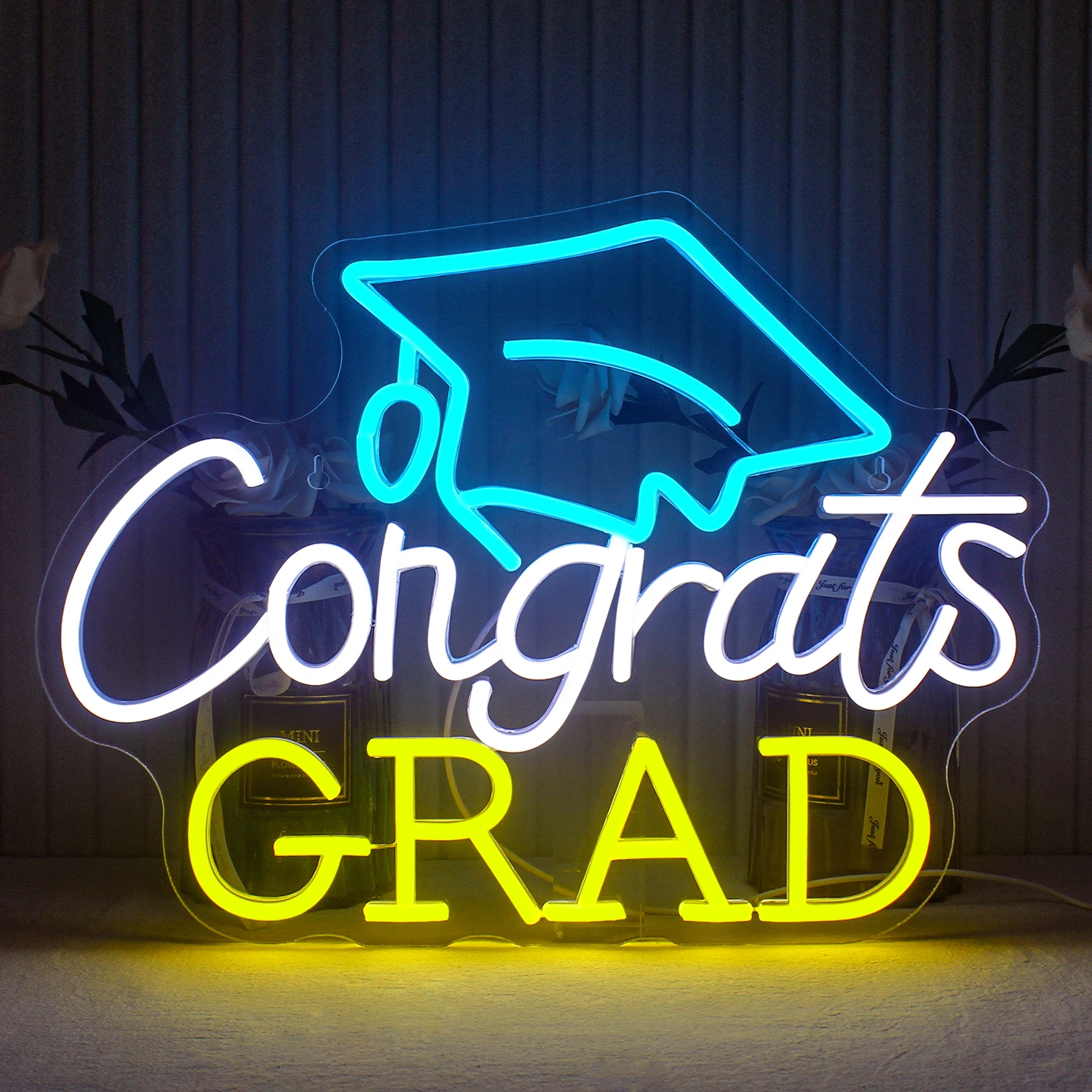 Gecongrats Afgestudeerde Neon Led Sign School Party Afstudeerdecoraties 2024 Dimbare Hangende Wandlamp Kamer Decor Handgemaakte Verlichting