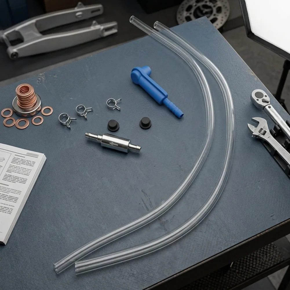Brake Bleeder Kit With One-Way Check Valves, Quick-Connect Hose For Motorcycle Hydraulic Brake And Clutch Fluid Changing, Leak R