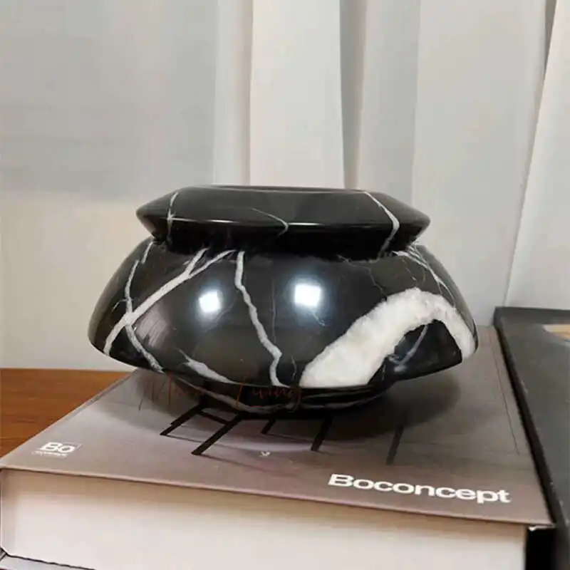 

Italian light luxury marble storage box designer model room jewelry storage box restaurant living room candlestick ornaments