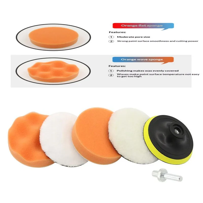 6pcs/set Foam Pad Buffer Kit Polishing Machine Wax Pads 3/4/5/6/7 Inch For Removing Scratches Car Polishing Sponge Pads Set