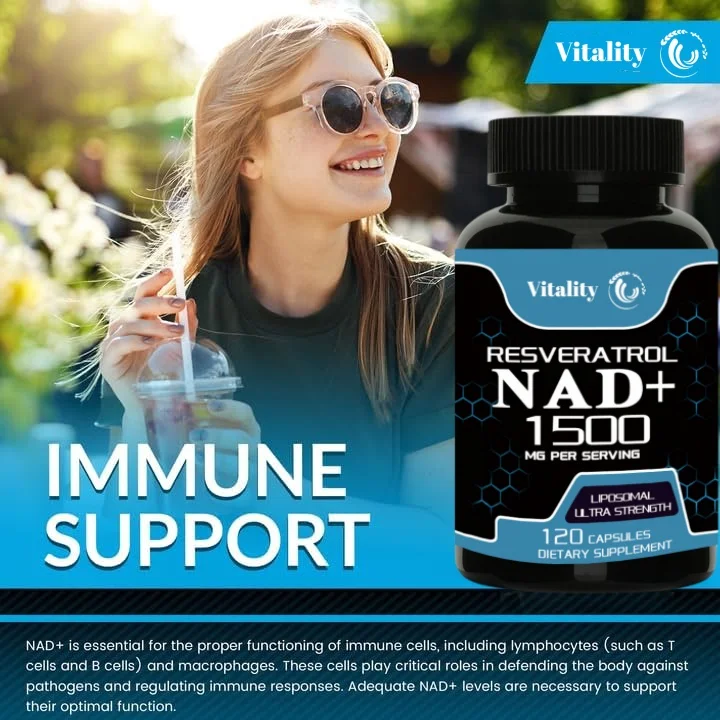 NAD supplement, 1500mg liposome NAD+resveratrol containing supplement, Nad Plus promoting supplement - supporting cell health