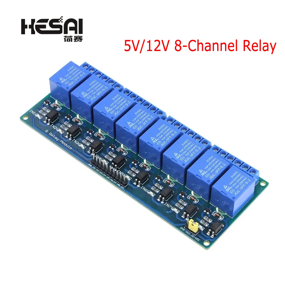 

5V/12V 8-Channel Relay Module With Photocoupler Used In Arduino Raspberry Pi