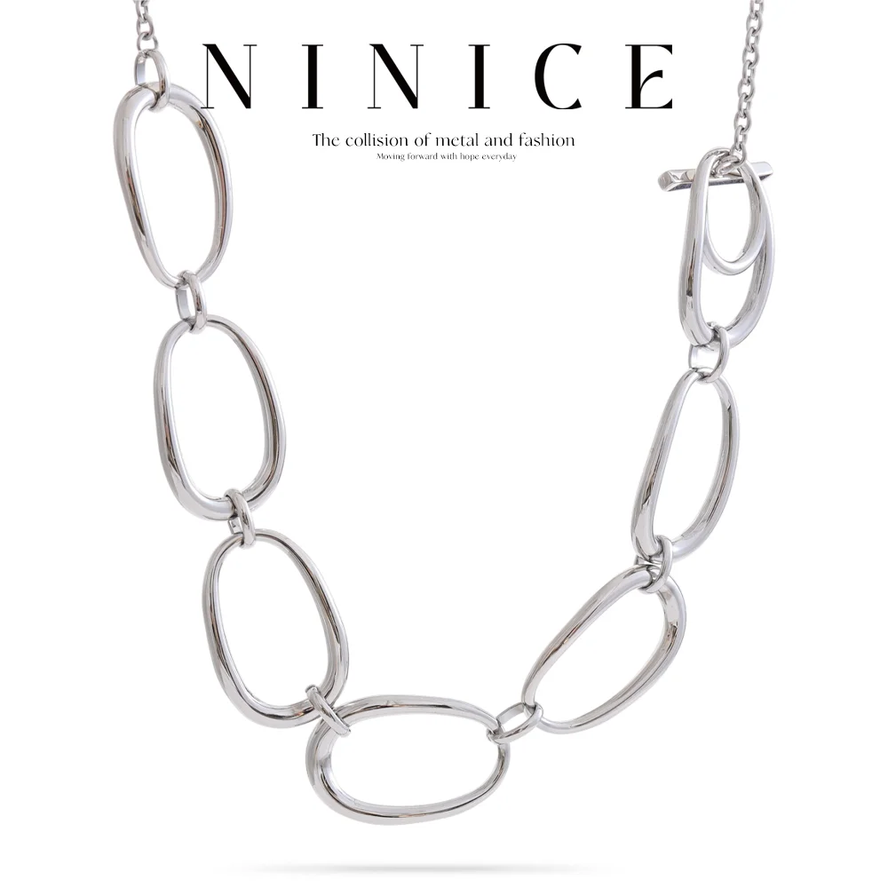 

NiNice Necklaces for Women Stainless Steel Jewelry Original Circle Fashion Sweater Chain Bracelet Fashion Trend Design Gift New