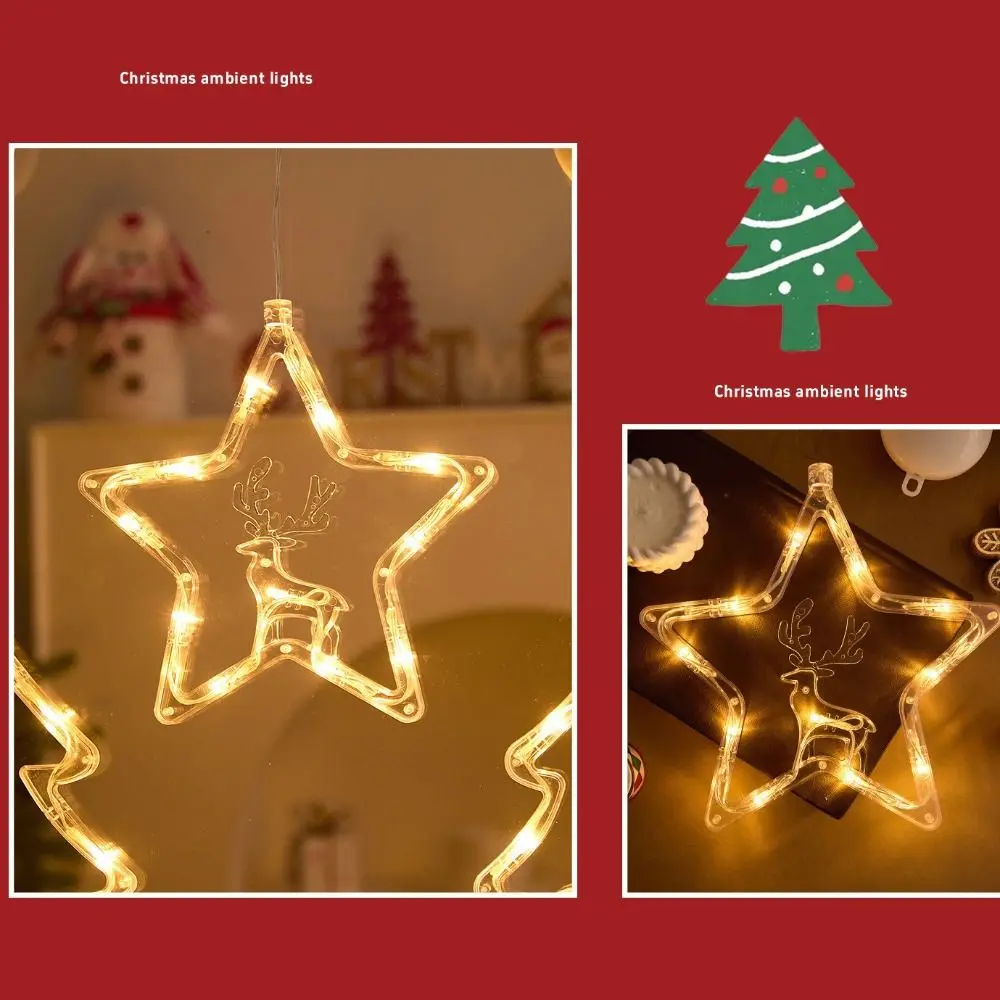 Battery-Operated Christmas Suction Cup Light Hanging Design LED Illumination LED Hanging Ornaments Snowflake Shape