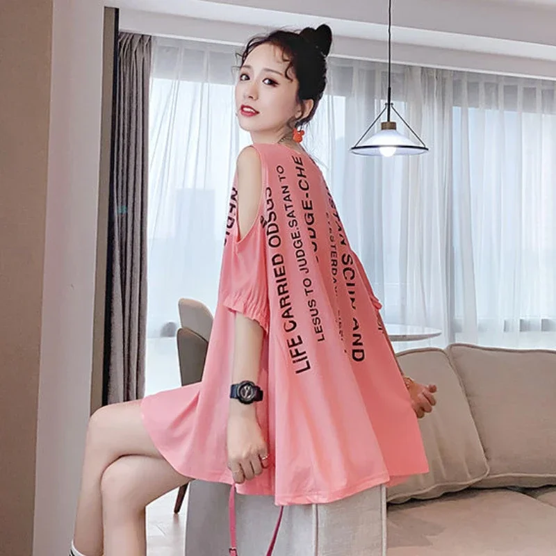 여성용 헐렁한 T 셔츠 반팔 여성 탑 고스 티 우아한 Kpop 기본 하라주쿠 패션 한국 streetwear 저렴한 옷 Y2k