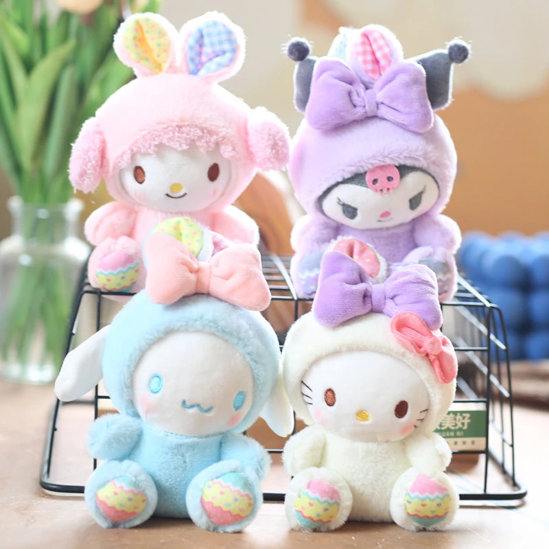 Fashion Anime Pendant Key Ring Cute Plush Kt Kuromi Cinnamoroll Doll Keychain For Women Girls Bag Decorations Accessories Gift