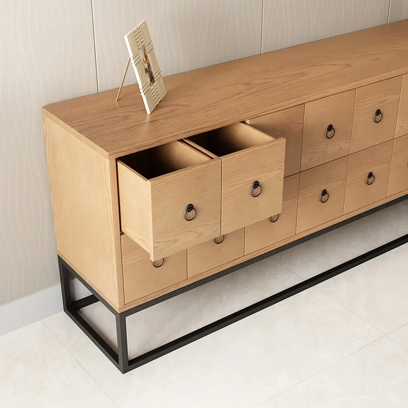 

Nordic modern home TV cabinet American retro iron storage cabinet