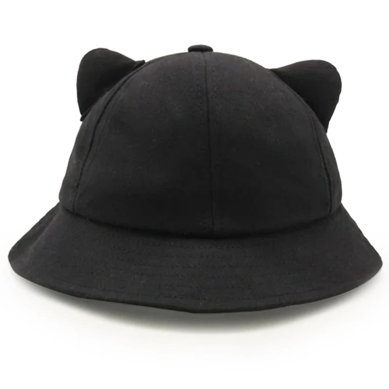 Cartoon Fisherman Hat Cute Cat Ear Tail Bucket Hat Sweet Basin Hat Student Hat Without Makeup Girl Goout Hat Foldable