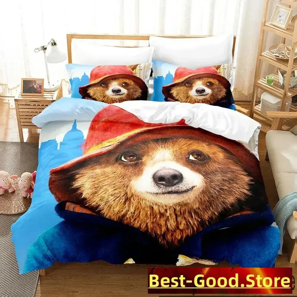 3D Print Cartoon Paddington Bear Bedding Set Duvet Cover Bed Set Quilt Cover Pillowcase Comforter king Queen Size Boys Adult