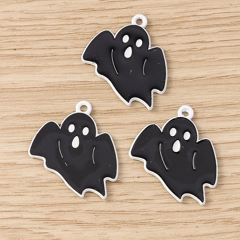10 Stück 22 x 26 mm Cartoon-Emaille-Halloween-Geist-Charms-Anhänger für die Herstellung von Ohrringen, Halsketten, Armbändern, DIY-Handwerk, Schmuckzubehör – Detail 3