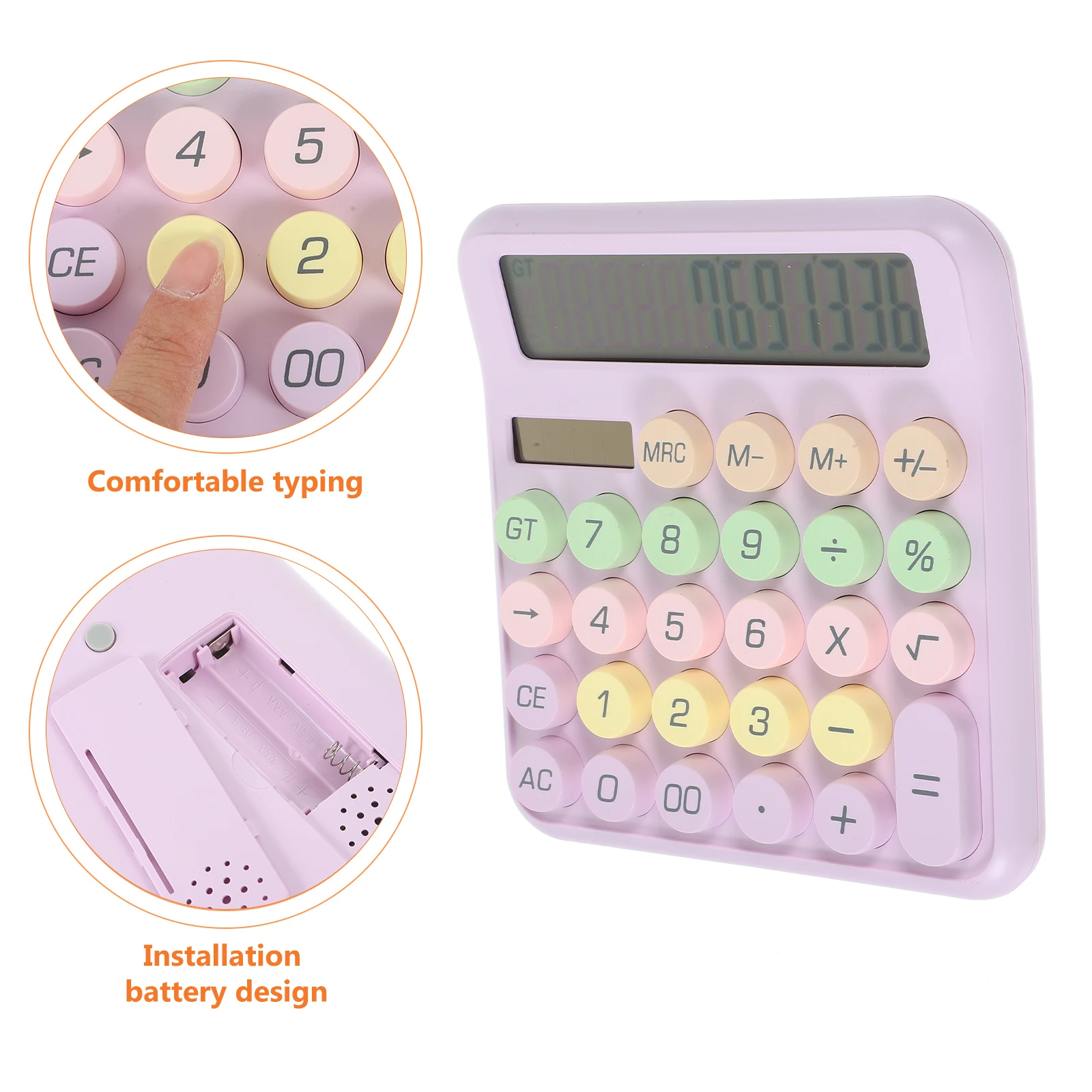 Mechanical Keyboard Calculator Color Pink Purple Portable Small Basic Cartoon Student Office Reusable Plastic H held