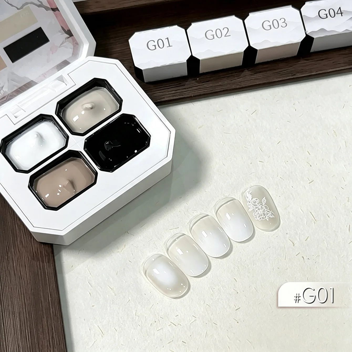 4-Farben-Nagellack-Gel-Nagel-Concealer offline Hochsättigendes Farbverlauf-Nagelkunst-Gel-Lack Weiße Nägel Schwarze Nägel – Detail 7